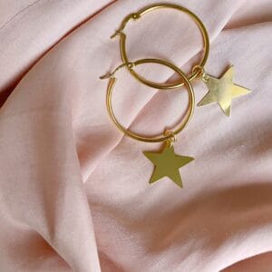 Gold hoops with star drop