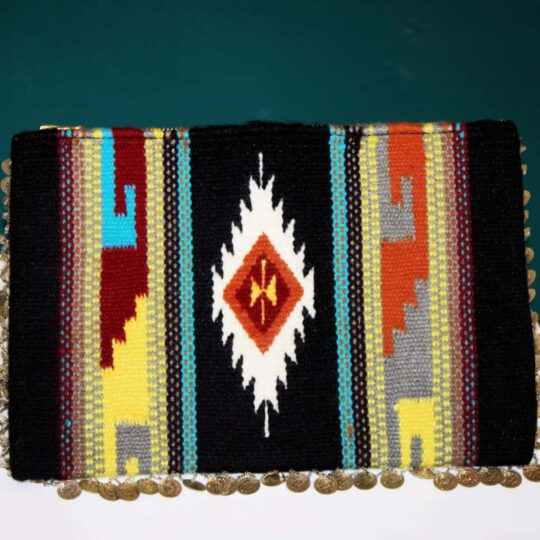 Black Clutch with beads and coins