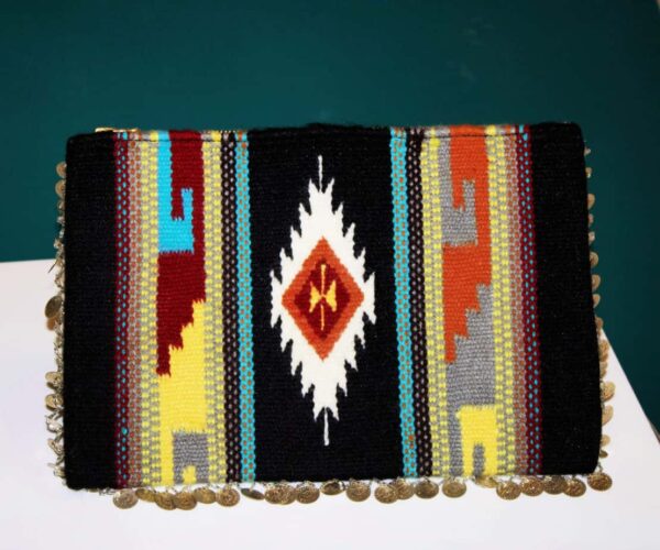 Black Clutch with beads and coins