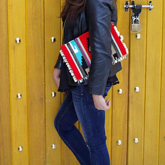 Red Aztec Boho Clutch