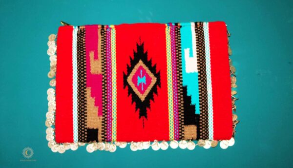 Red Clutch with coins and beads