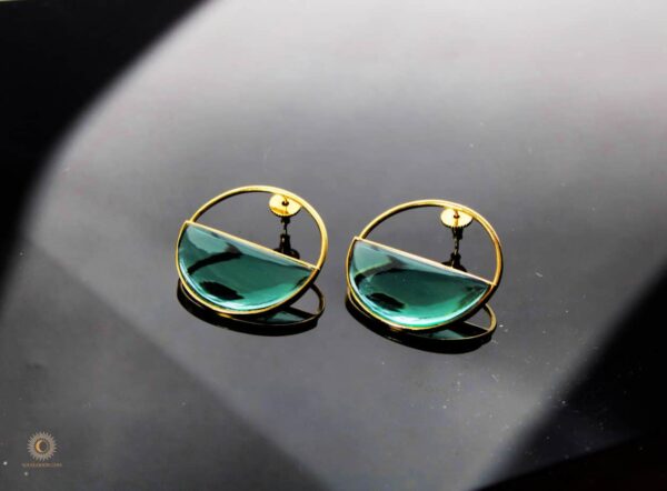 Green glass 21K gold plated earrings