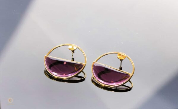 Purple earrings with 21k gold plated