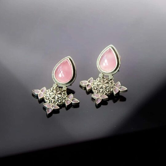 Pink and Silver plated earrings
