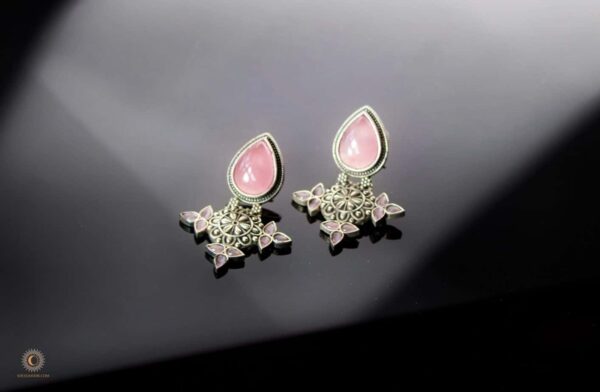 Pink and Silver plated earrings