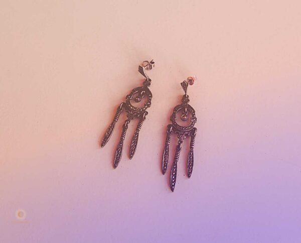 Siliver and marcasite drop earrings