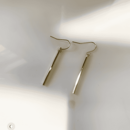 gold minimalist bar drop earrings