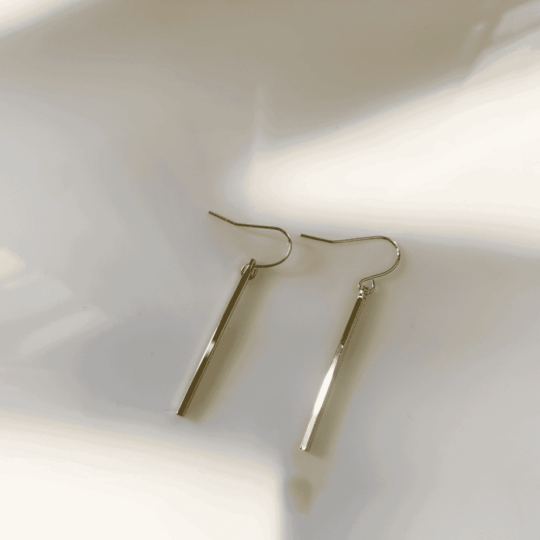 gold minimalist bar drop earrings