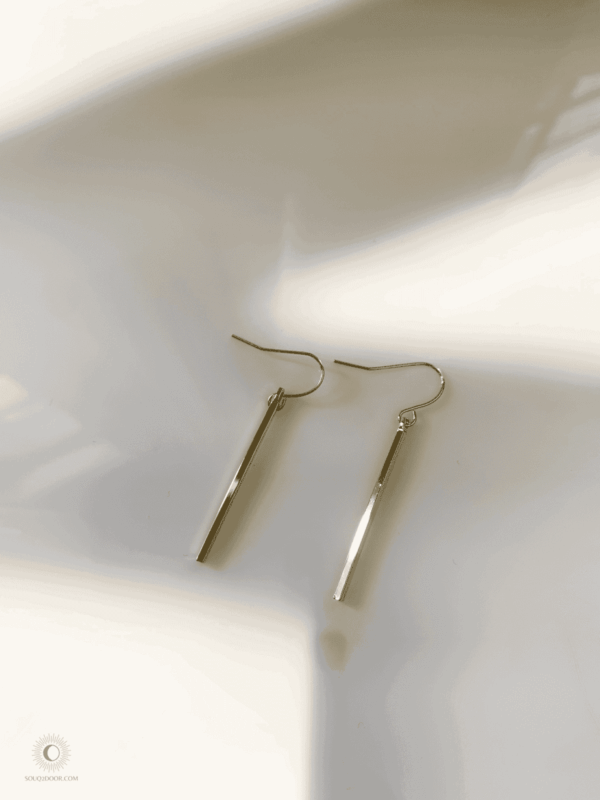 gold minimalist bar drop earrings