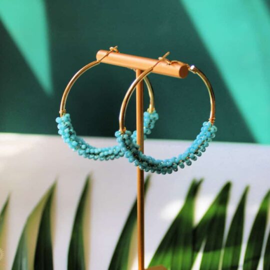Turquoise boho hoops