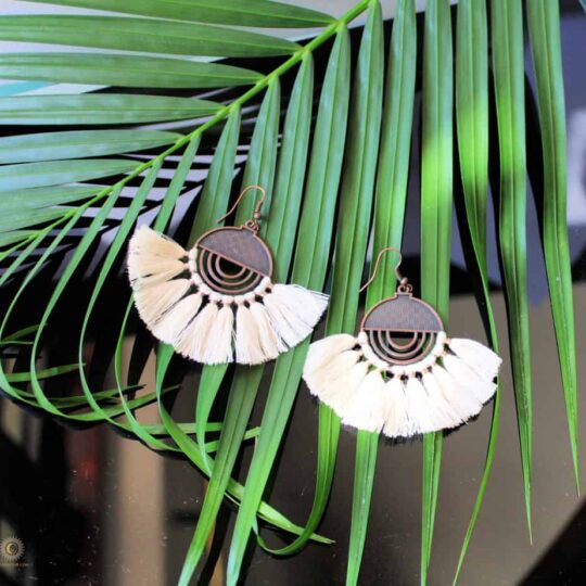 Cream Tassel Boho Earrings