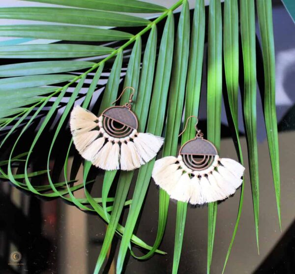 Cream Tassel Boho Earrings