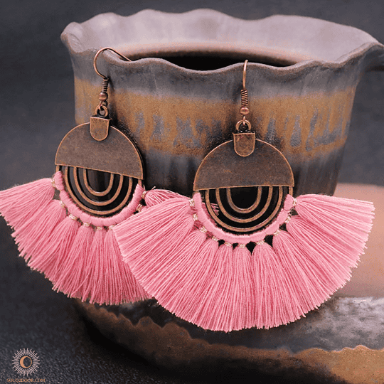 Dusty Pink Tassel Earrings