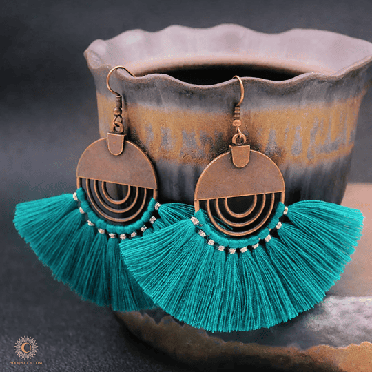 Emerald Green tassel earrings