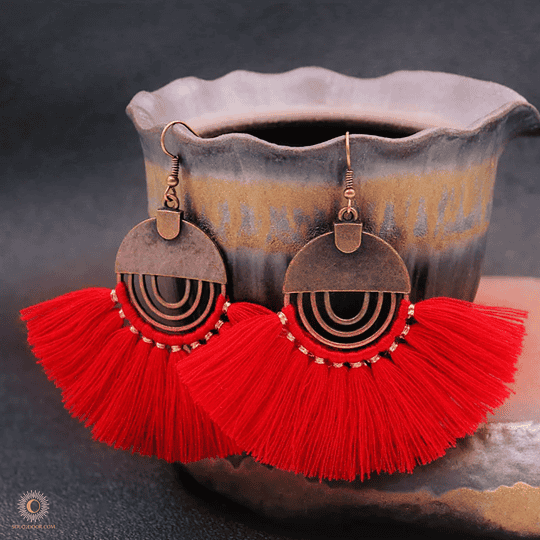 Red Tassel Earrings