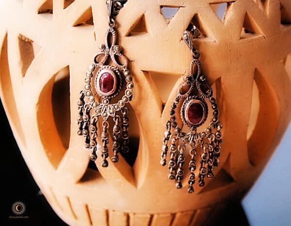 Vintage silver, ruby and marcasite earrings
