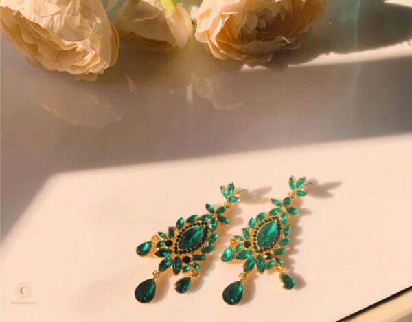 Chandelier Green Cyrstal Earrings
