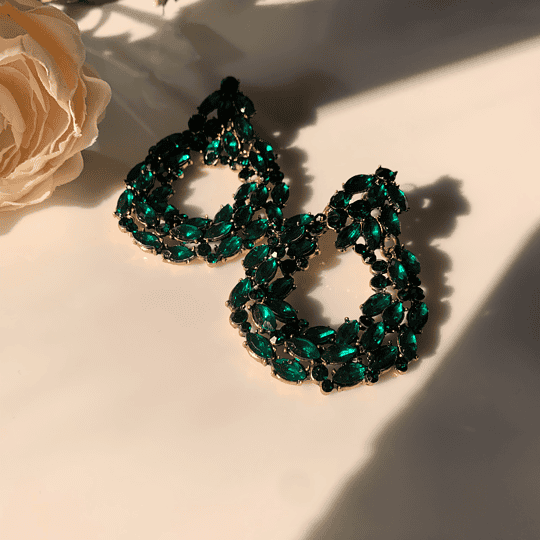 Circular Crystal Drop Statemet Earrings