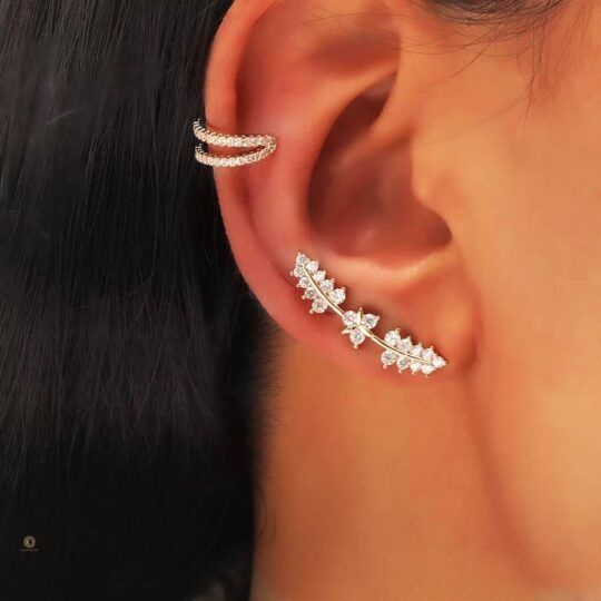 Ear Cuffs with ear clip and zircons gold