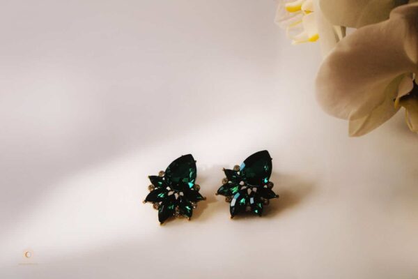 Green Crystal Cluster Earrings
