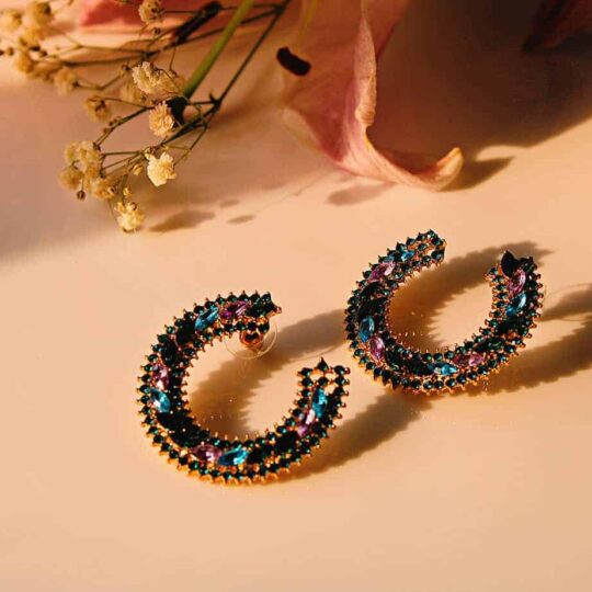 C-shape Crystal Earrings