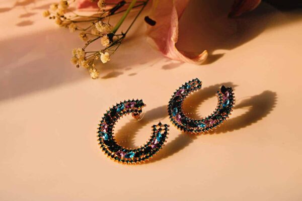 C-shape Crystal Earrings