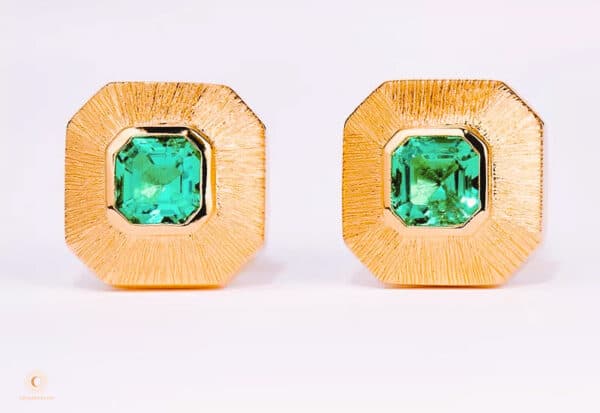 Square lab grown emerald earrings