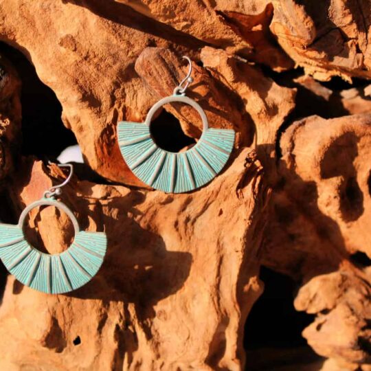 Bronze boho style earrings semi circle