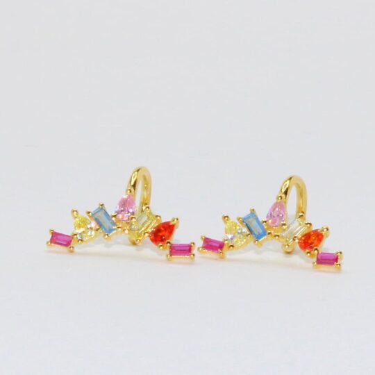 Gold plated multi colored crystal Ear cuff