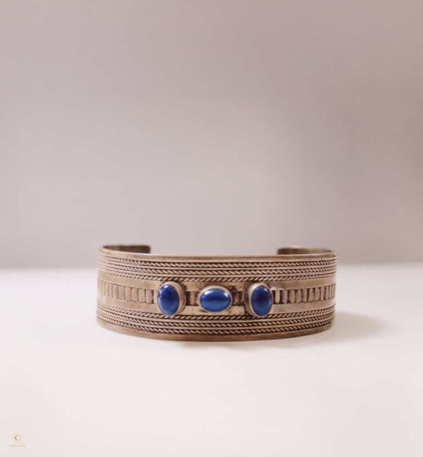 Antique Silver Afghani Cuff Bracelet with Lapis