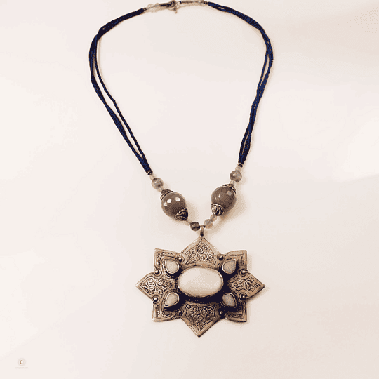Antique Star Necklace from Afghanistan, lapis, Amethyst and agate stones