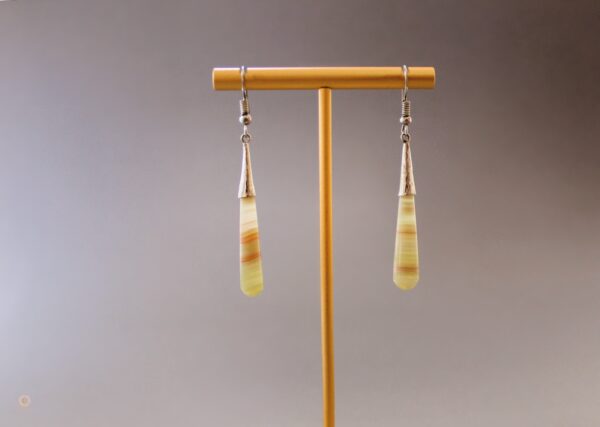 Afghani Striped Jade Drop Earrings from Afghanistan
