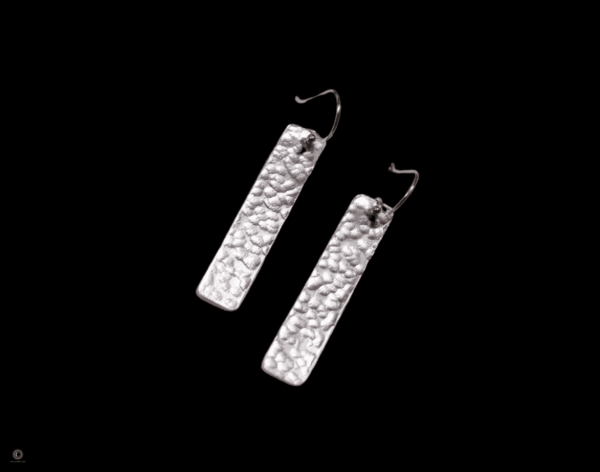 silver hammered earrings boho drop earrings