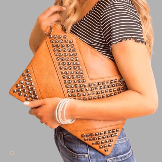 Studded boho clutch bag