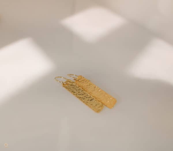 Hammered drop earrings in sterling silver dipped in gold