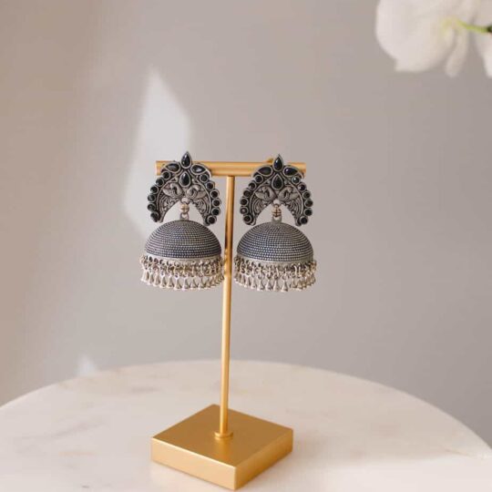 Indian Bell Earrings Grey