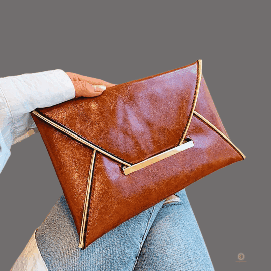 Elegant Tan Envelope Clutch bag