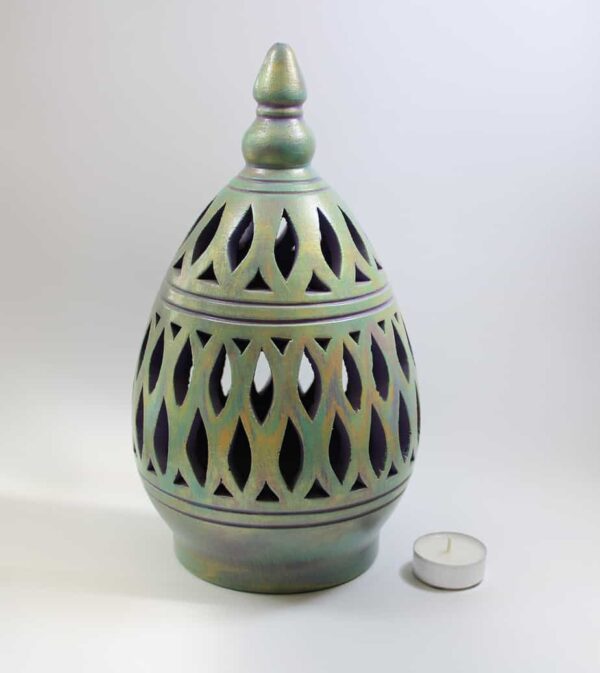 Green and gold lantern Delmon Pottery