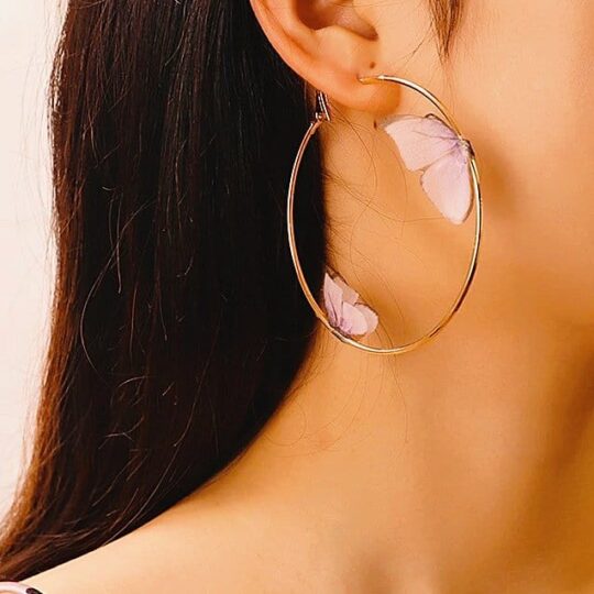 large hoop butterfly earrings boho style