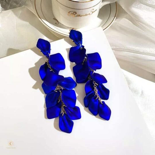 Midnight blue cobalt blue long statement earrings