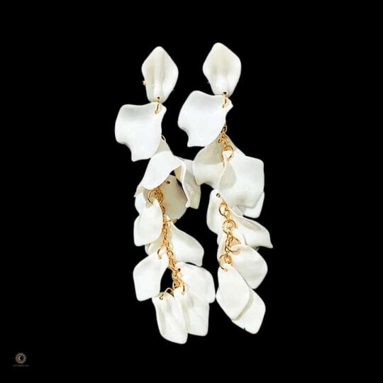 White long statement earrings