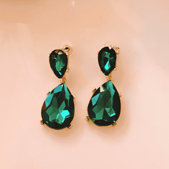 Angelina Green Crystal Drop Earrings