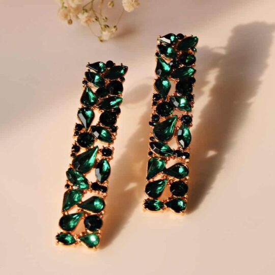 Emerald Green Crystal long earrings