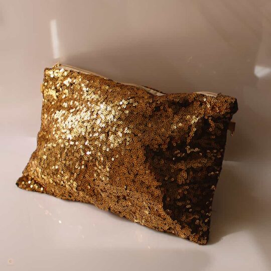 Gold beaded evening clutch bag