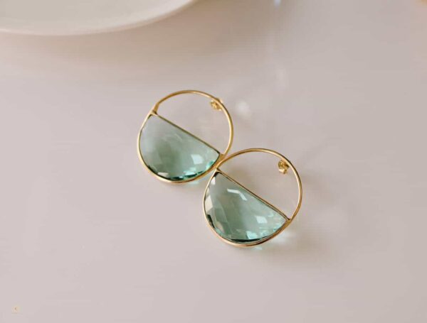 Aqua blue quartz round earrings