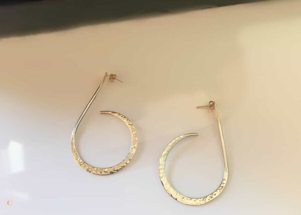 Unique Silver Earrings with a hammered swirl