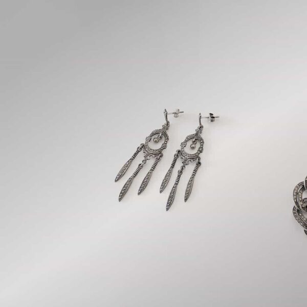 Silver Drop Earrings Indian style long and boho silver earrings