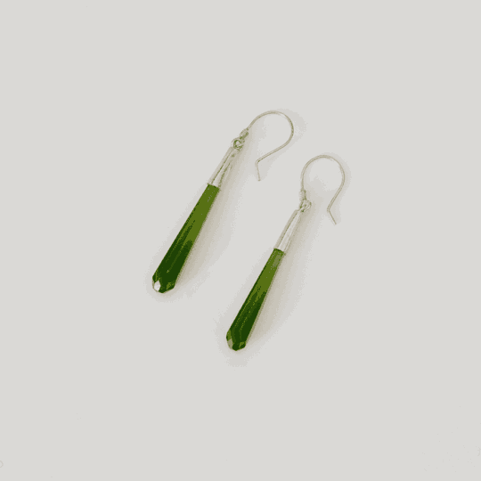 Earring from Afghanistan transparent green jade drop earrings