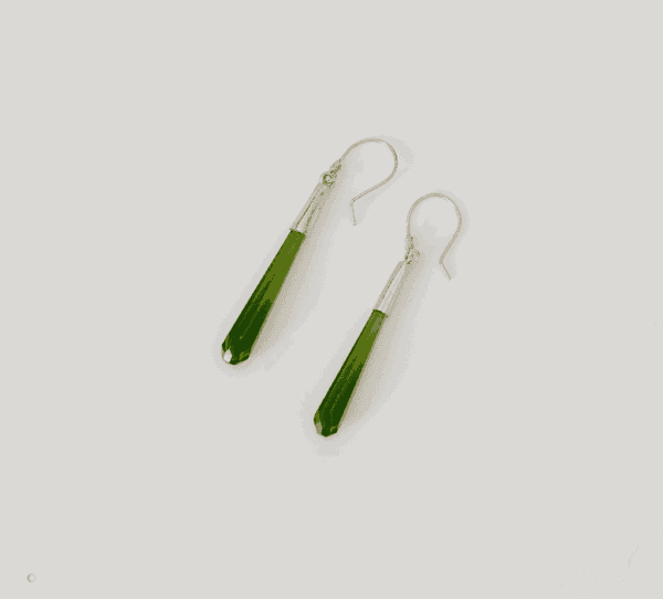 Earring from Afghanistan transparent green jade drop earrings