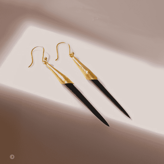 Black Onyx and Gold Earrings